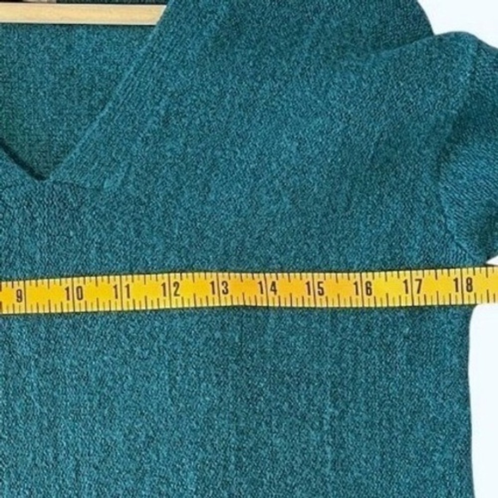 Anthropologie Joy Fringe Sweater Womens XS Dark Teal Green Wool Alpaca Pullover - Picture 10 of 11